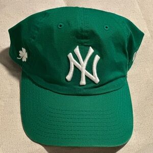 New Era Green and White Yankees Hat with Shamrock